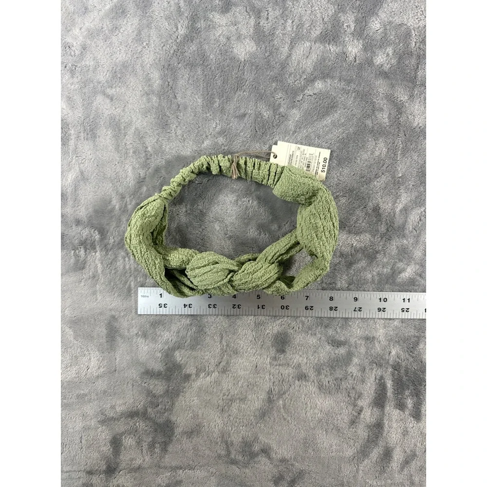 A New Day Knotted Headwrap Sage Green Textured Elastic‎ Back Hair Accessory NEW